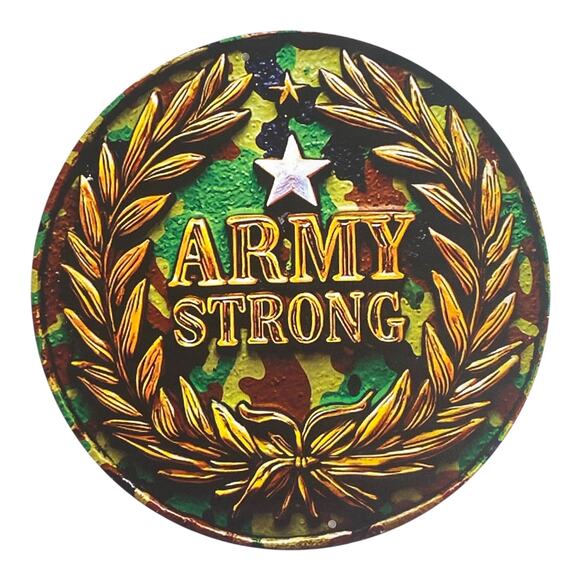 Army Strong Wreath Kit Sign & Ribbon Bundle | Camo Military Decor | DIY Craft - Picture 2 of 7